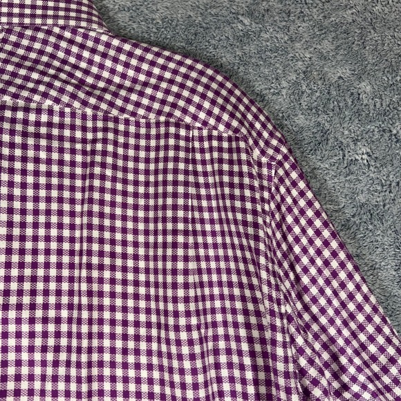 Charles Tyrwhitt Mens Slim Fit Gingham Dress Shirt Purple White 17/33 Cotton - Picture 11 of 16